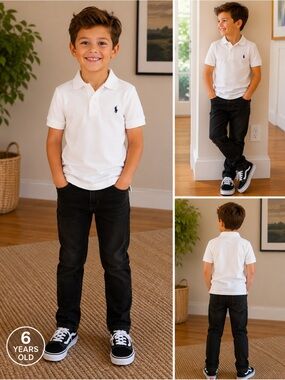Polo by Ralph Lauren White Boys' Polo with Navy Pony